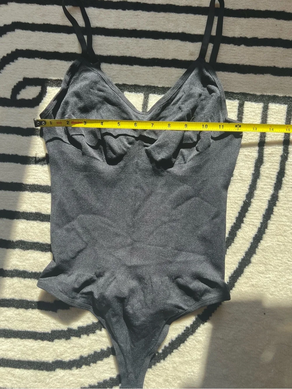 Black Shapewear Tummy Control Bodysuit Thong in Black